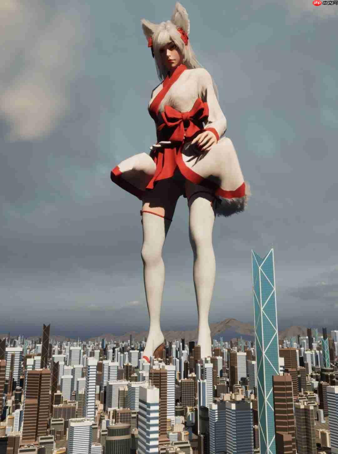 《女巨人游乐场》官方新截图：性感白丝狐妖践踏城市