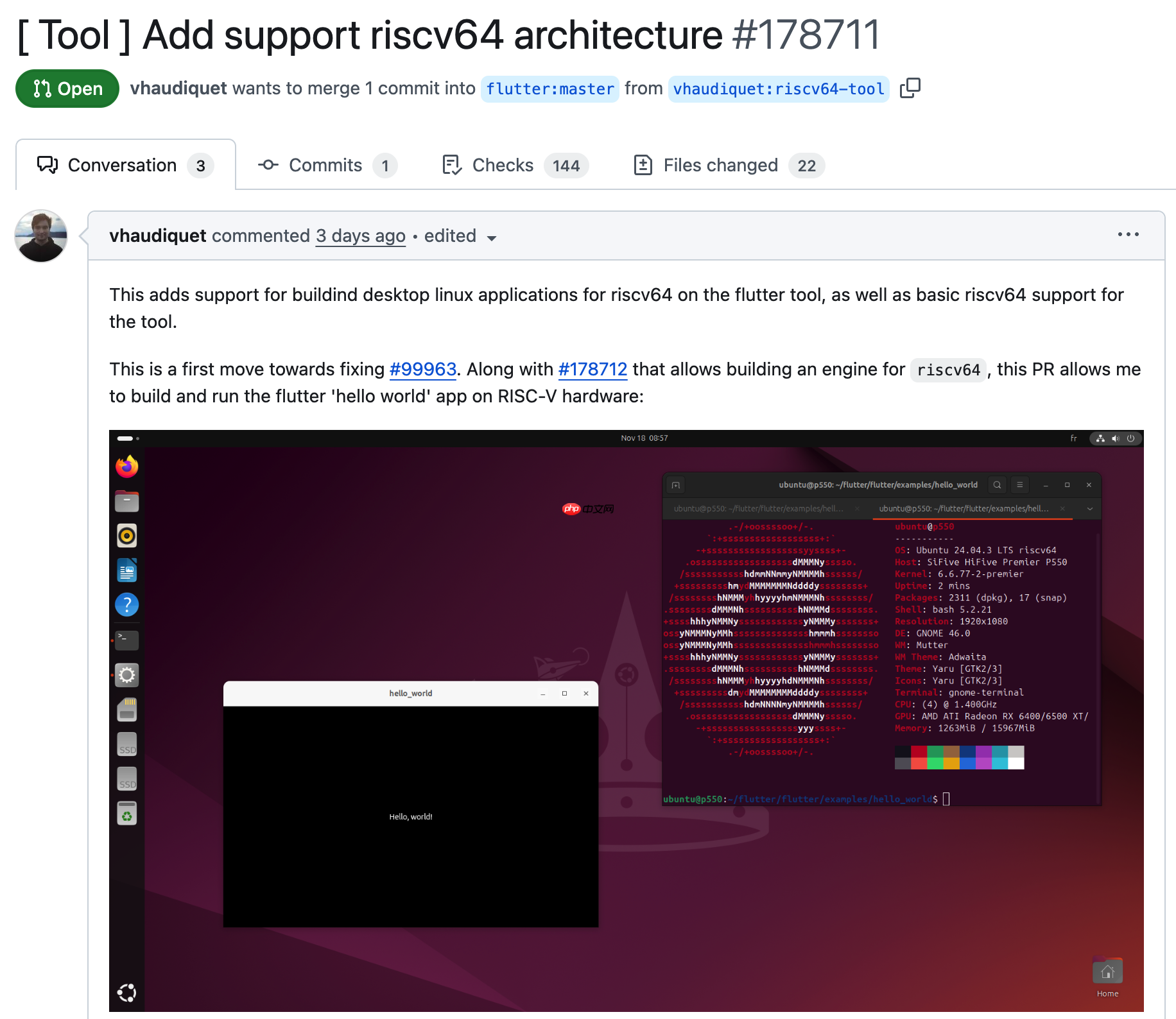RISC-V 版 Ubuntu 成功运行 Flutter，Canonical 工程师的成果