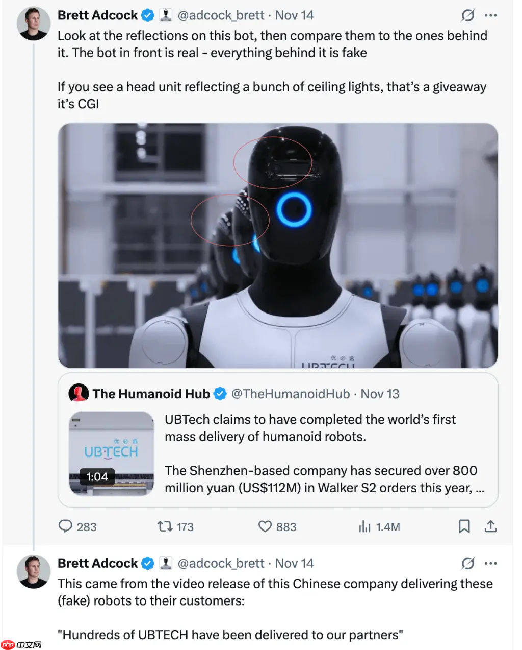 Figure 创始人质疑“优必选机器人”量产交付视频是 CG 制作,官方回应称指控不实