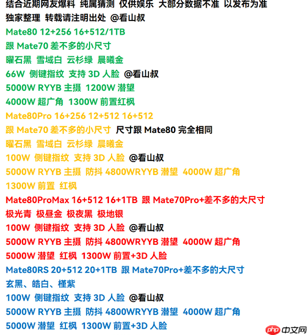 华为Mate 80系列配置提前看 能拿下年度最强国产机吗？