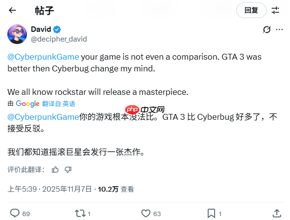 CDPR调侃《GTA6》延期 引发玩家抨击：你也配开玩笑？
