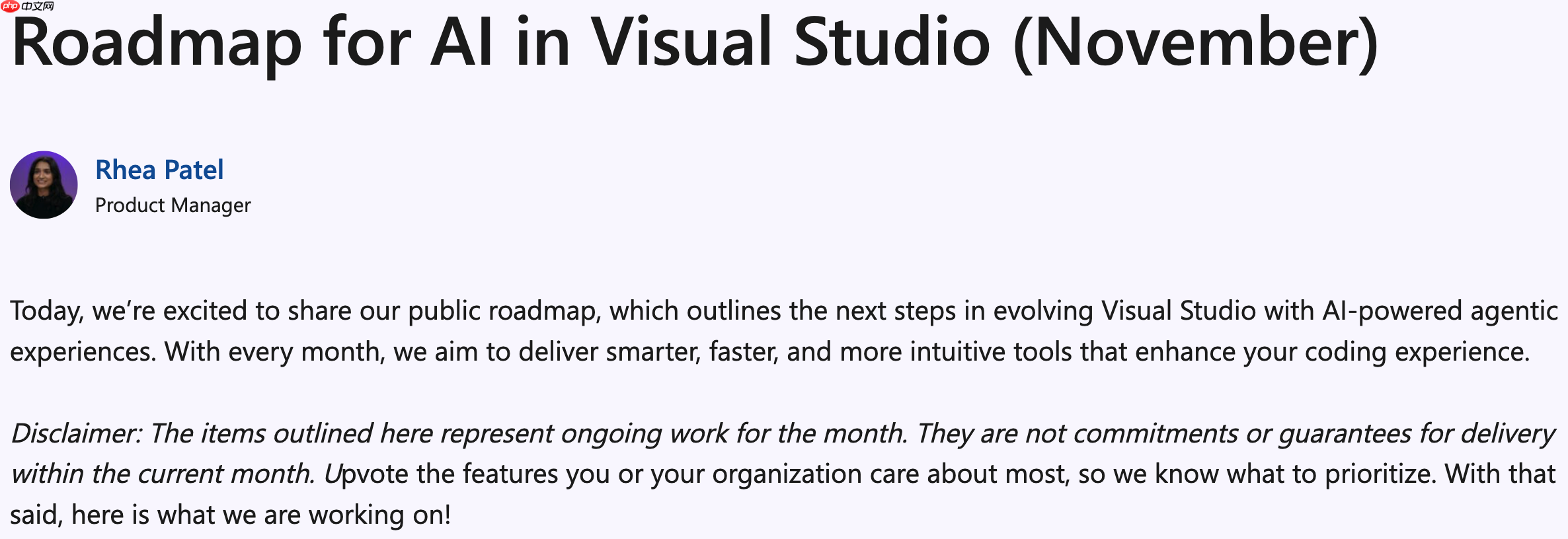 微软公布Visual Studio AI功能演进路线图，最新发展概览