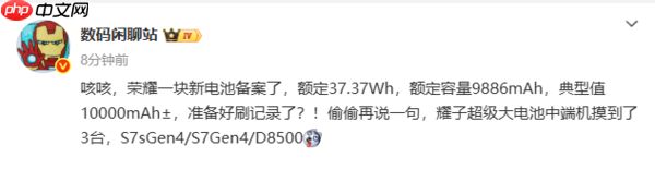 刷新纪录？曝荣耀新电池已备案 典型值突破10000mAh