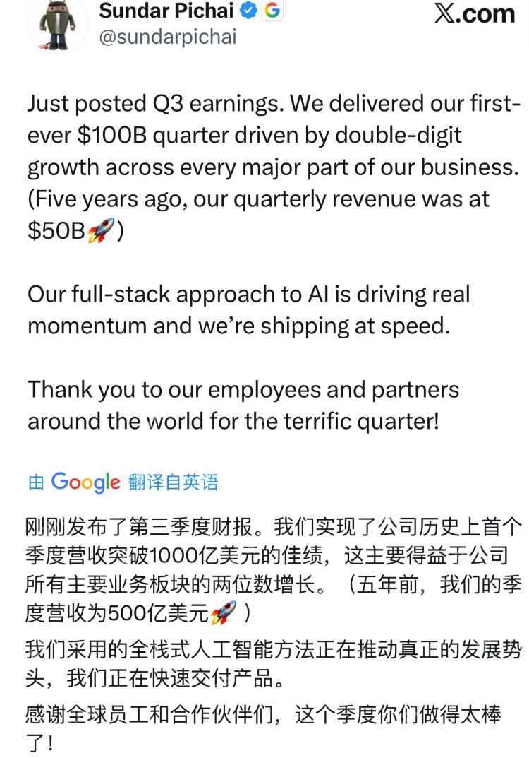 谷歌季度营收首破千亿美元，股价盘后大涨超6% - php中文网