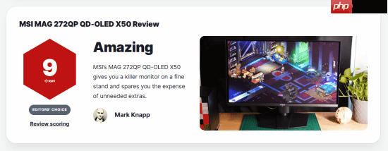 微星新显示器获ign9分:750美元 500hz、qd-oled