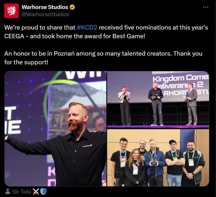 中东欧游戏大奖落幕！《天国：拯救2》斩获年度最佳