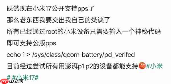 只需一行代码：小米旧机型秒解锁100W PPS通用快充！