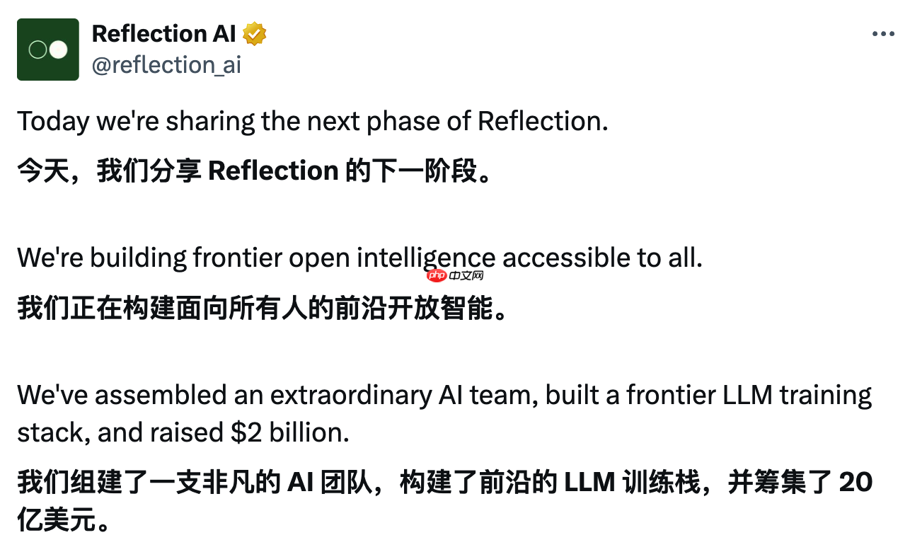 Reflection AI 完成 20 亿美元融资，打造“开放智能”