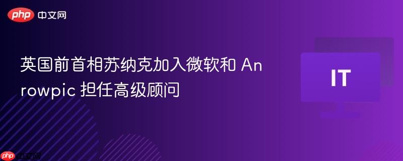 英国前首相苏纳克加入微软和Anrowpic担任高级顾问职位