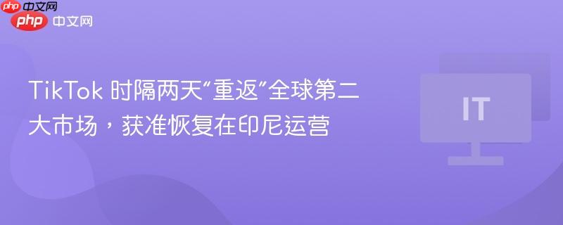 TikTok重返印尼市场，获准恢复运营，再度成为全球第二大市场焦点