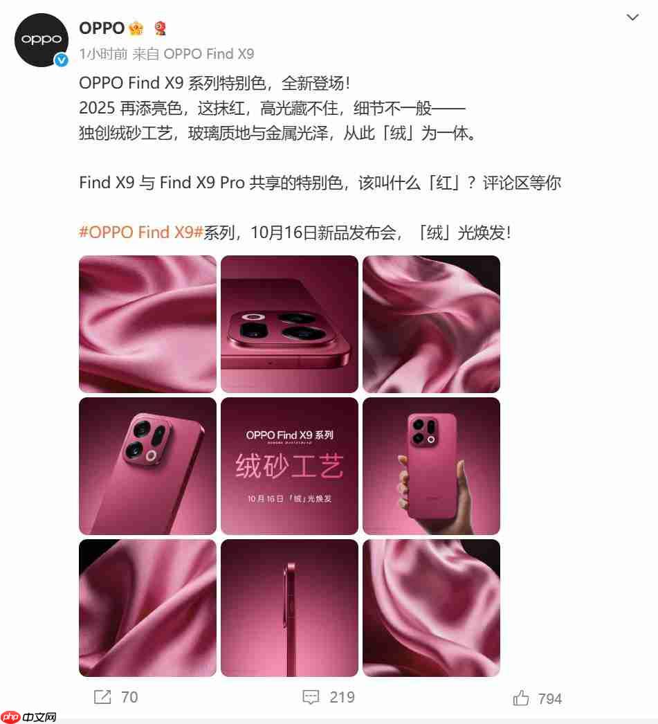 独创绒砂工艺加持：OPPO Find X9系列特别色辨识度拉满