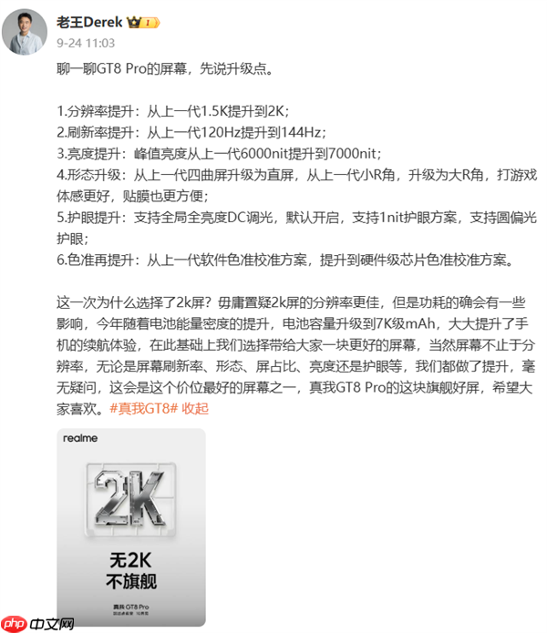 真我、京东方王炸组合！GT8 Pro全球首发2K 144Hz苍穹屏：神级好直屏