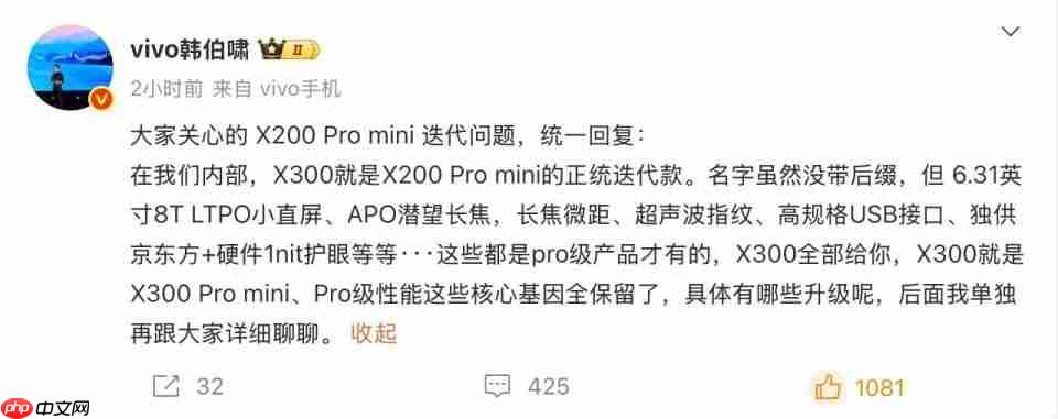 vivo X200 Pro mini正统迭代，X300或成最强小屏标准版