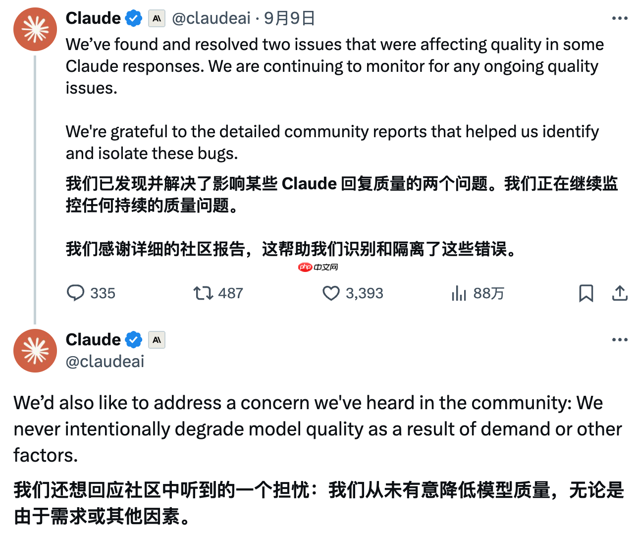Anthropic确认Claude模型回复质量修复，已解决回复下降问题
