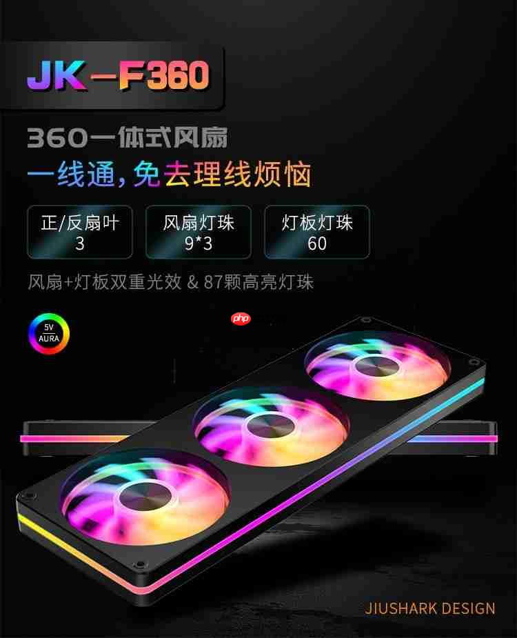 九鲨JK-F360一体风扇，突破视觉边界，全新光效体验