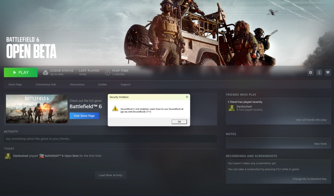 《战地6》安全启动导致部分玩家没法玩 官方：真的很遗憾