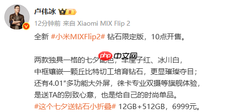 6999元！小米MIX Flip2钻石限定版开售 丘比特钻石加持