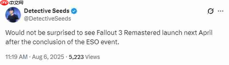 曝《辐射3：重制版》将在明年发布 有望4月亮相