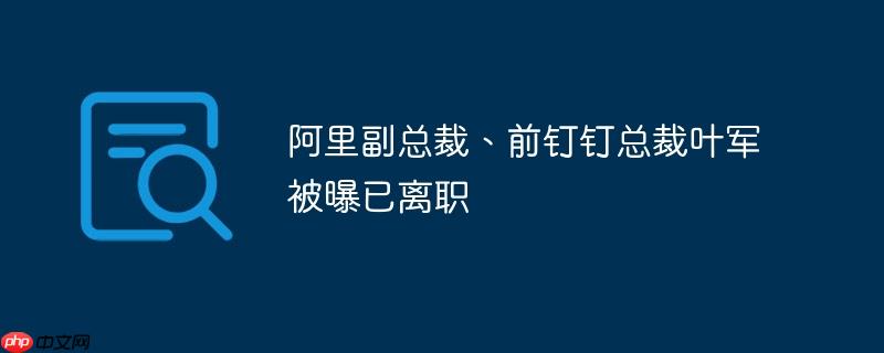 阿里副总裁叶军离职传闻揭秘，前钉钉总裁已离职