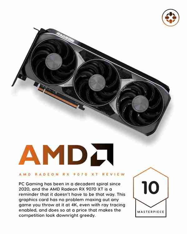 RX 9070XT显卡IGN 10分好评：价格便宜且性能出色