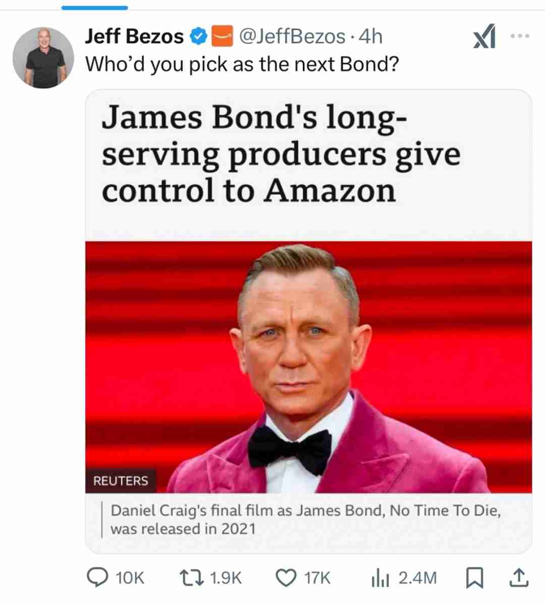 詹姆斯·邦德新篇章：亚马逊米高梅与布洛柯里家族携手共创未来