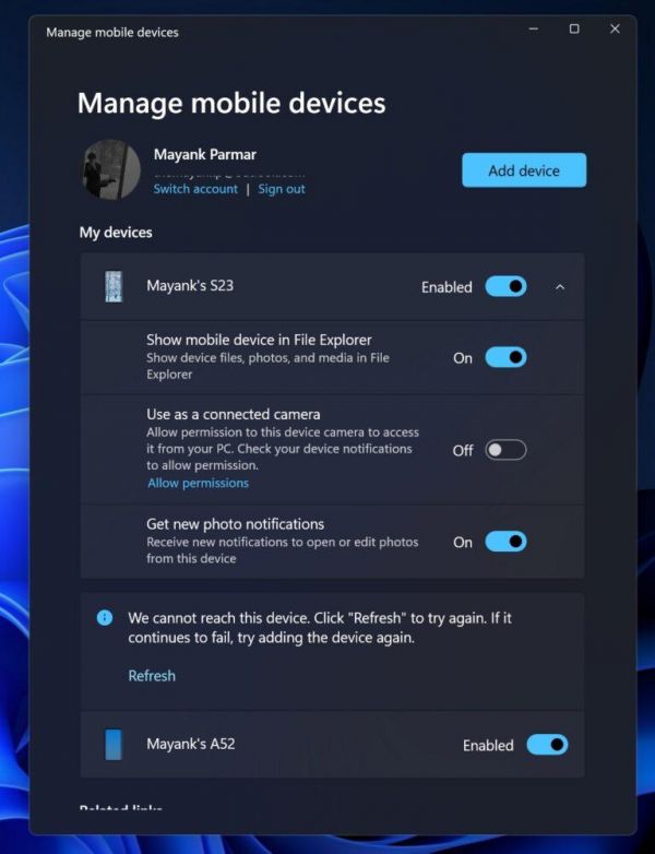 微软Win11测试新功能：从设置中解绑iPhone与安卓手机
