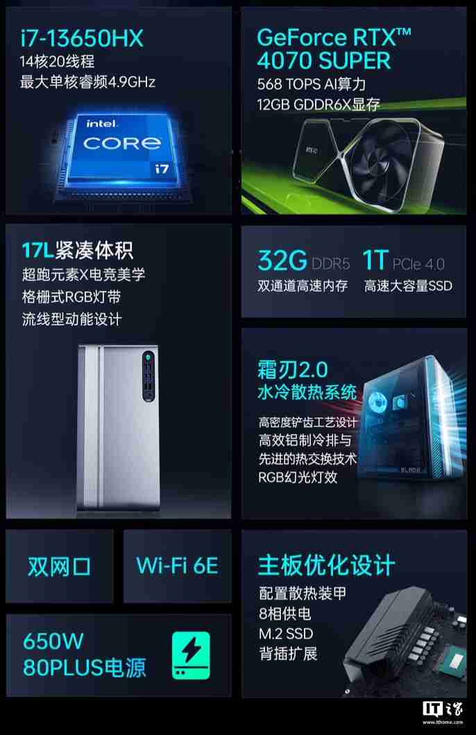 雷神黑武士・猎刃台式机新增配置“i7-13650HX + 32G + 1T + RTX4070S”首销,10699 元