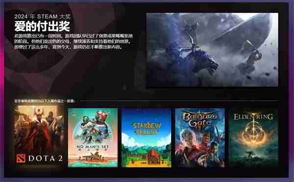 Steam公布2024大奖入围名单 《黑神话》三项提名