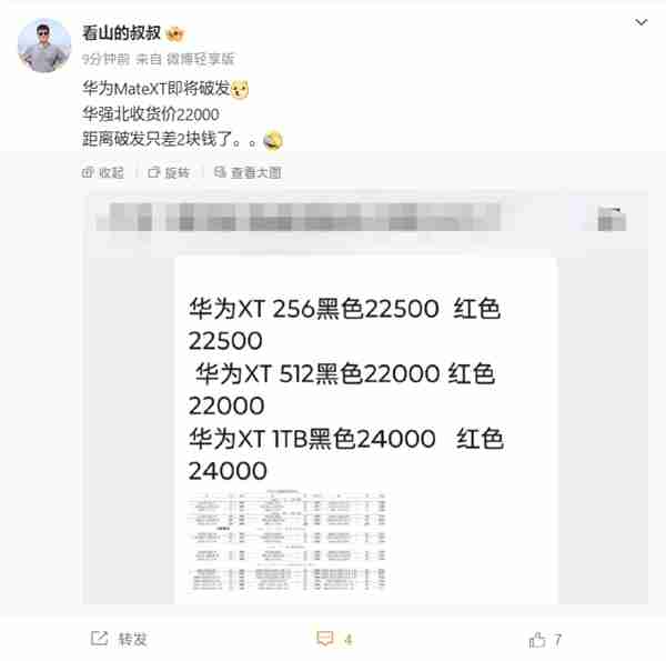 三折叠屏热度已过!华为Mate XT即将破发:收货价接近原价