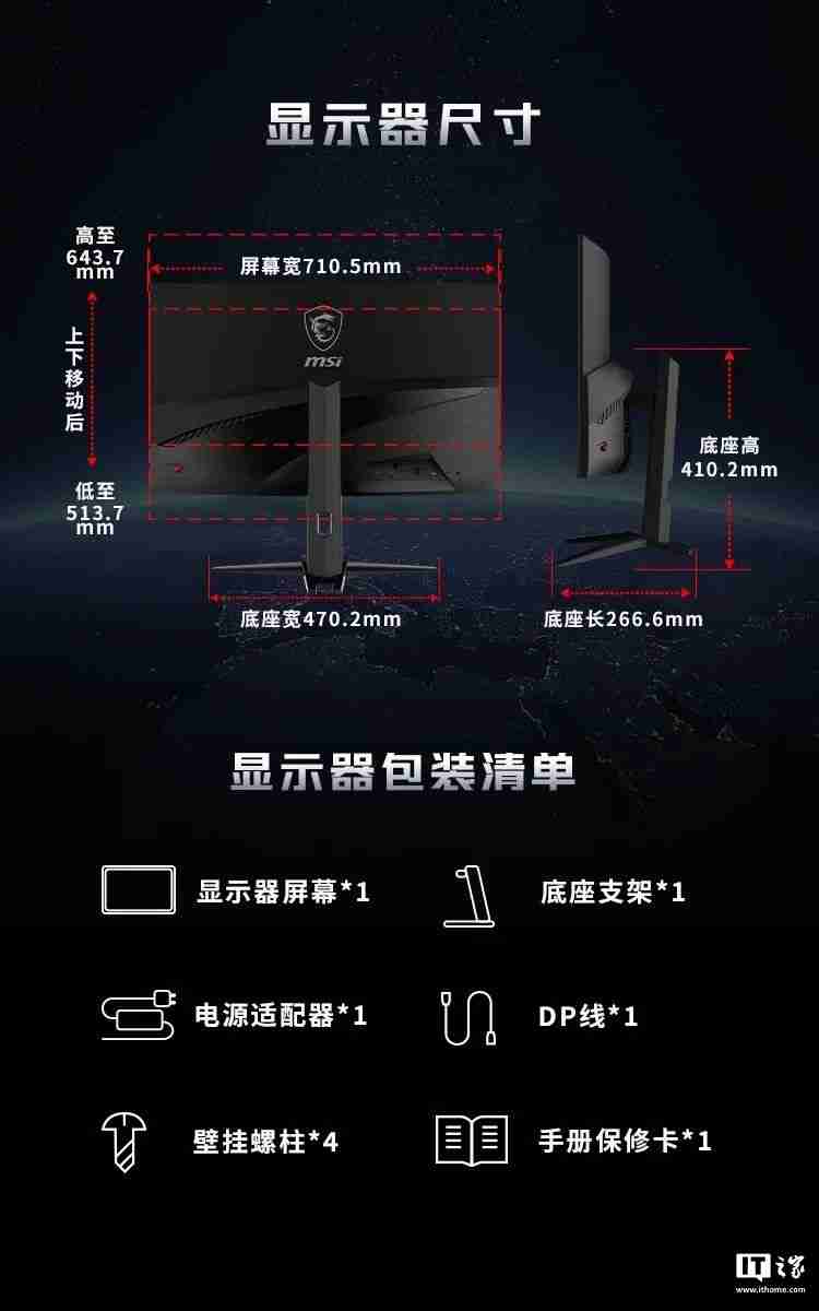 微星首款双模显示器 MAG 321CUPDF 发布：4K 160Hz、1080P 320Hz，首发 2999 元