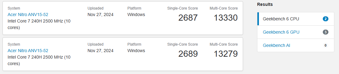 英特尔酷睿 7 240H 现身 Geekbench，规格略强于 i7-13620H