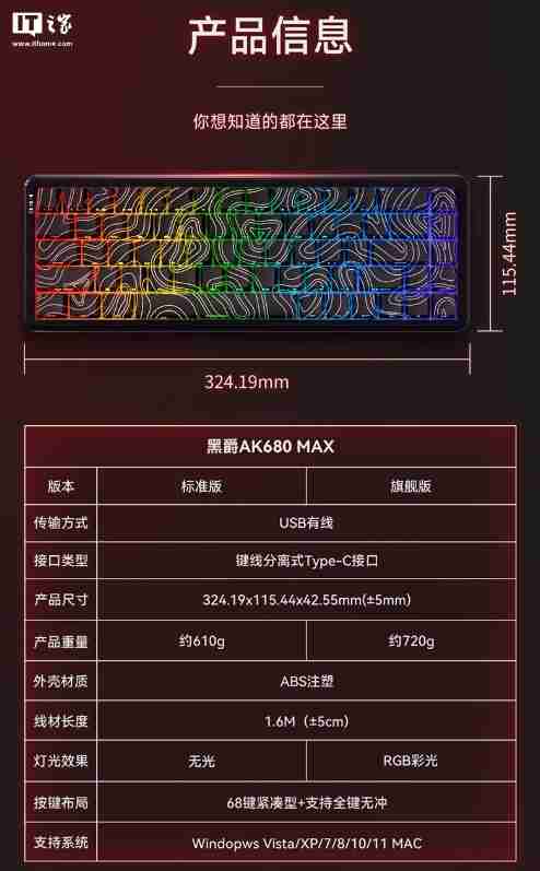 黑爵推出 AK680 MAX 磁轴键盘：磁稻轴、TOP 结构，首发 79 元起
