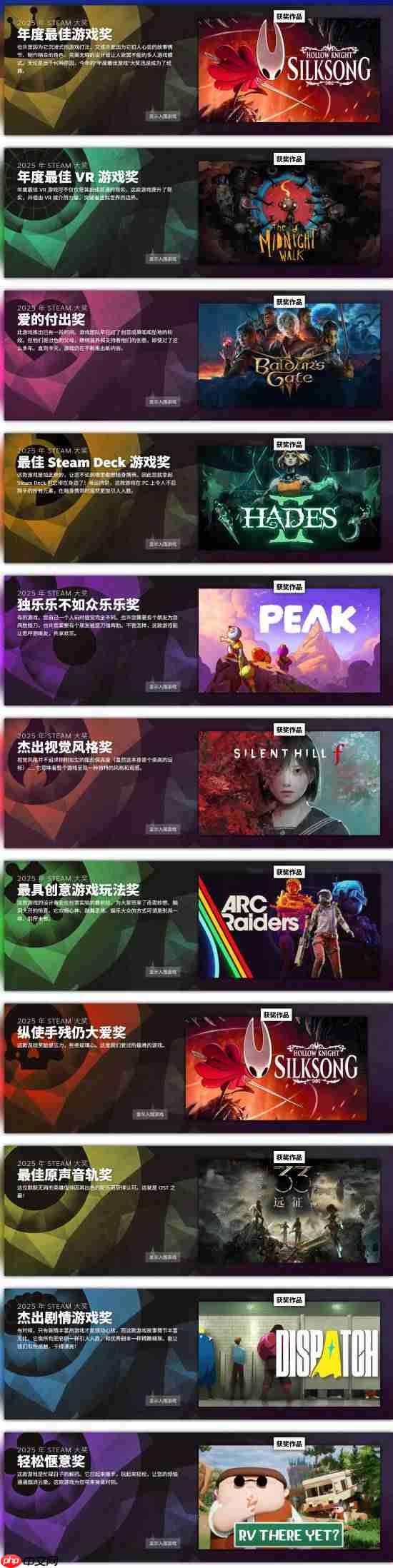 2025年Steam大奖结果揭晓!《丝之歌》斩获年度最佳
