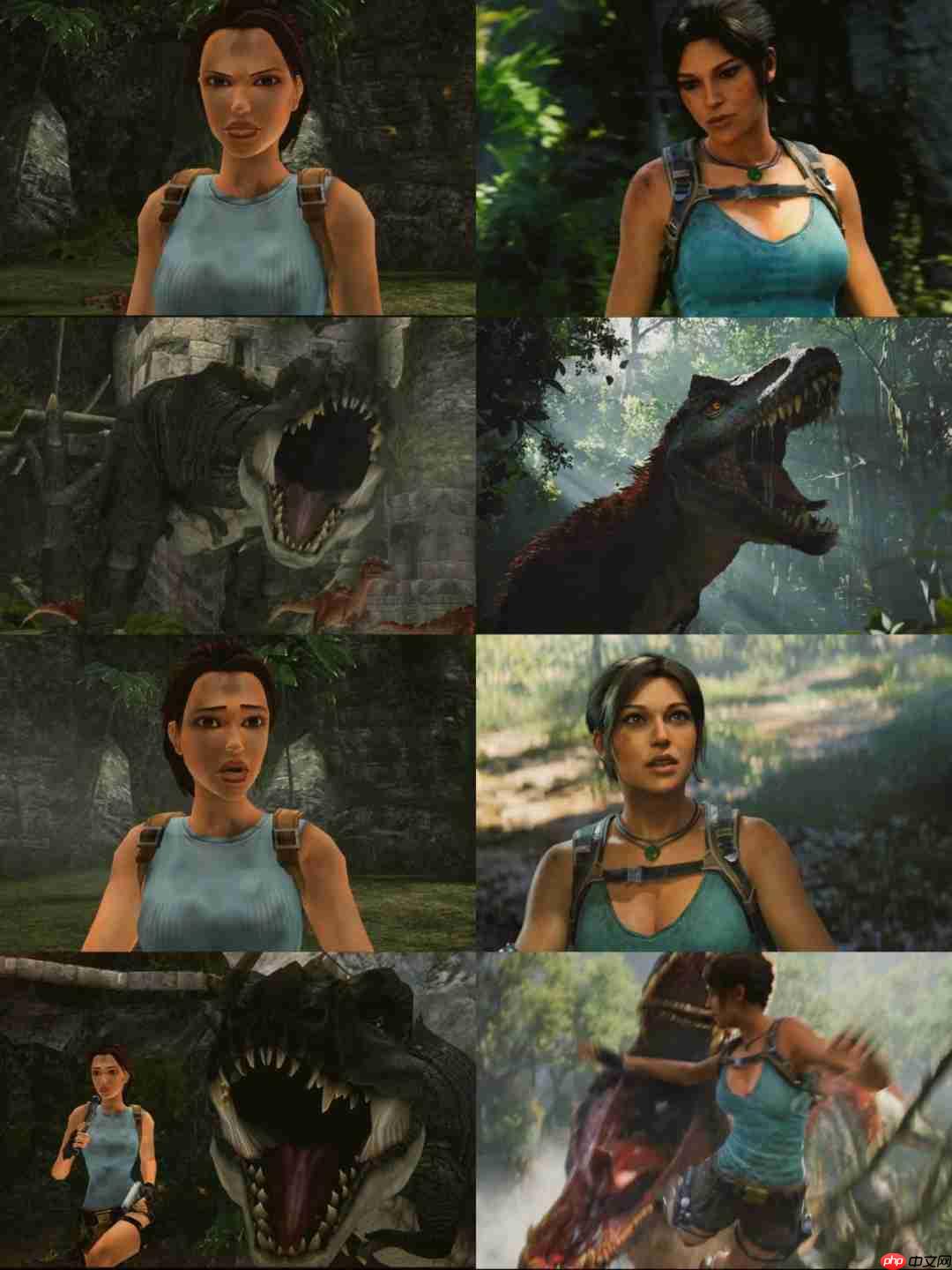 《古墓丽影》2007周年版和2026年重制版画面对比