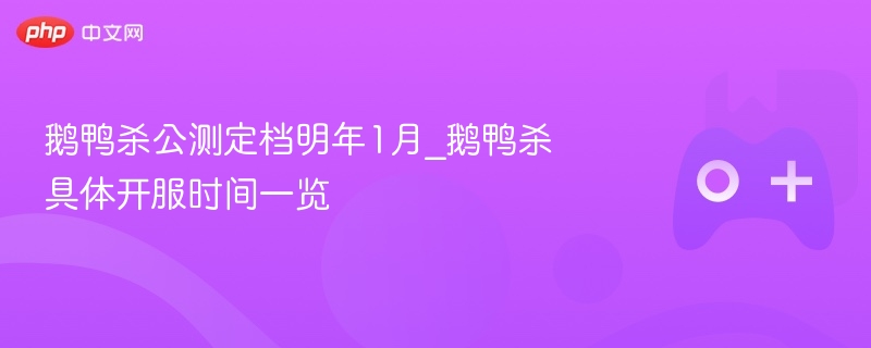 鹅鸭杀公测定档明年1月，详细开服时间表揭晓