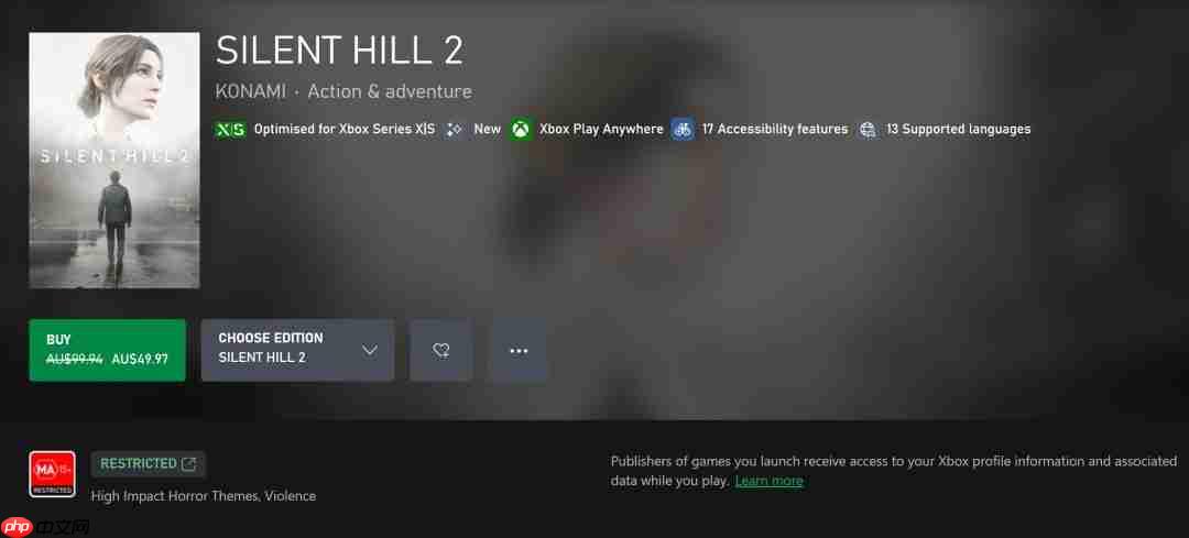 《寂静岭2：重制版》现已登陆Xbox 首发半价特惠
