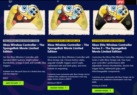 XBOX联动海绵宝宝大电影:限定联名手柄来了!